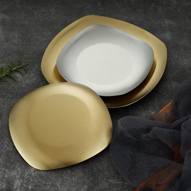 Stainless Steel 201 Korean Style Square Plate Golden,Kimchi Dish,Seasoning Plate,Tableware For Restaurant - Image 6