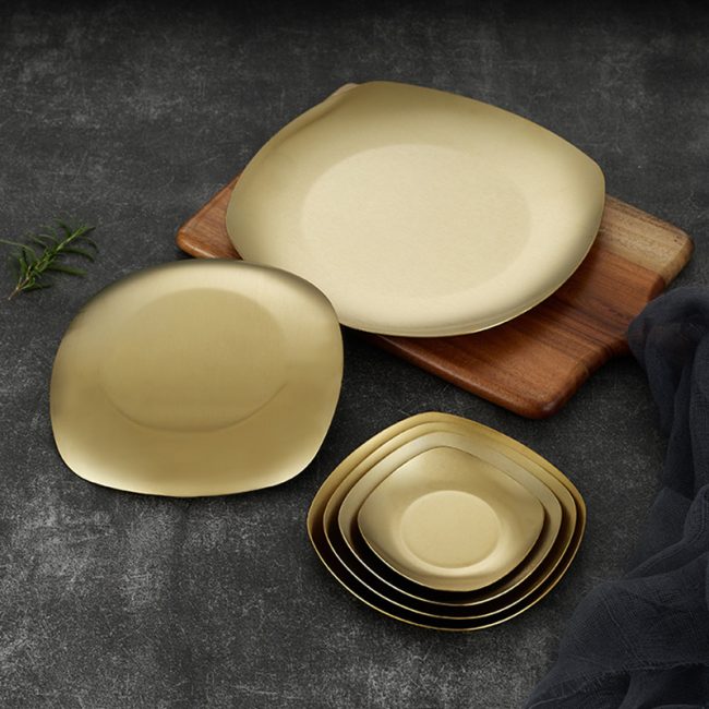 Stainless Steel 201 Korean Style Square Plate Golden,Kimchi Dish,Seasoning Plate,Tableware For Restaurant - Image 8