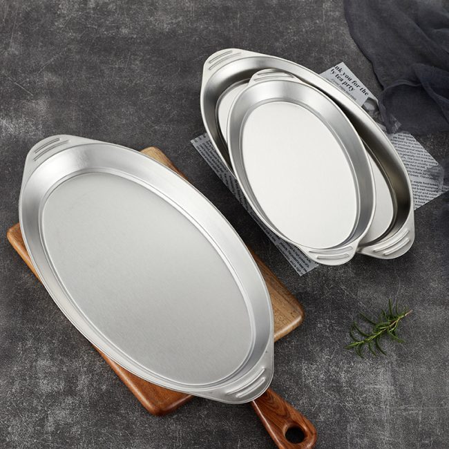 Stainless Steel 304 Grilled Fish Egg Plate,Double Ear Oval Dumpling Plate,Steamed Fish Plate,Tableware For Restaurant - Image 2