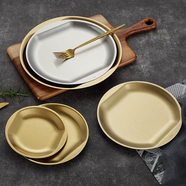 Stainless Steel 304 Korean Style Snack Plate Golden,Kimchi Plate,Sauce Dish,Seasoning Dish,Tableware For Restaurant - Image 3