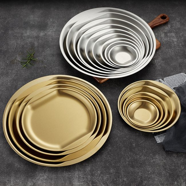 Stainless Steel 304 Korean Style Snack Plate Golden,Kimchi Plate,Sauce Dish,Seasoning Dish,Tableware For Restaurant - Image 6