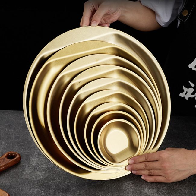 Stainless Steel 304 Korean Style Snack Plate Golden,Kimchi Plate,Sauce Dish,Seasoning Dish,Tableware For Restaurant - Image 8