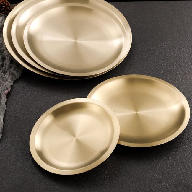 Stainless Steel 304 Welded Chassis Round Plate Golden,Western Style Plate,Snack Plate,Tableware For Restaurant - Image 3