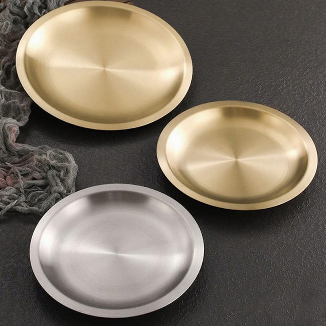 Stainless Steel 304 Welded Chassis Round Plate Golden,Western Style Plate,Snack Plate,Tableware For Restaurant - Image 4