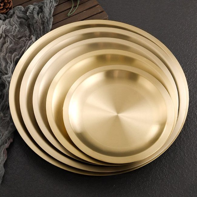 Stainless Steel 304 Welded Chassis Round Plate Golden,Western Style Plate,Snack Plate,Tableware For Restaurant - Image 5