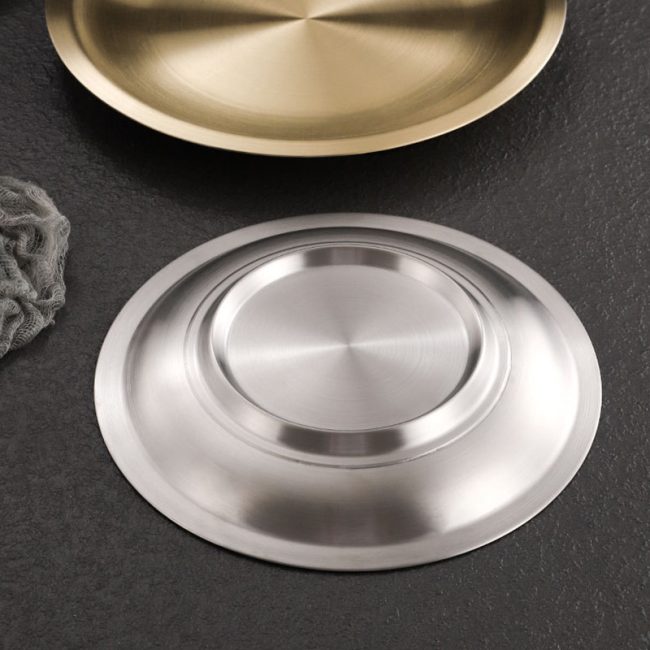 Stainless Steel 304 Welded Chassis Round Plate Golden,Western Style Plate,Snack Plate,Tableware For Restaurant - Image 6