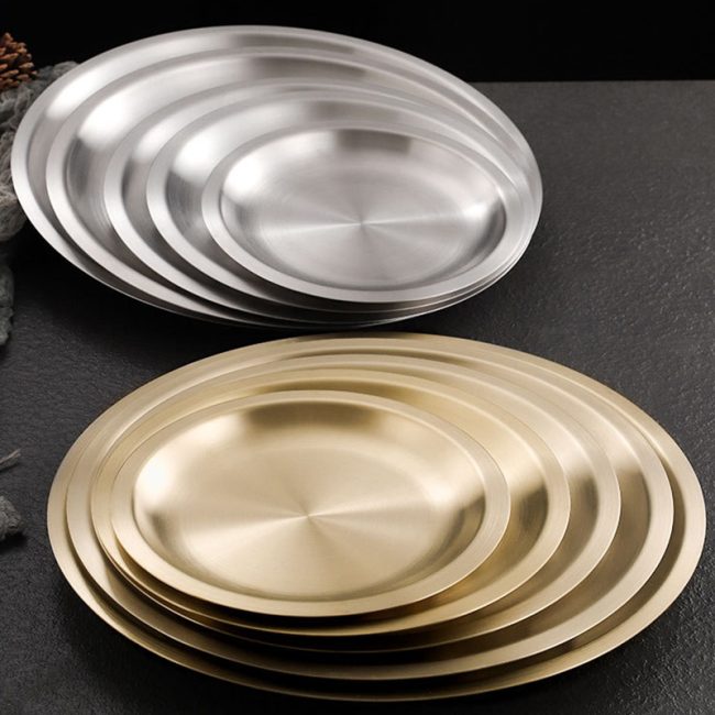 Stainless Steel 304 Welded Chassis Round Plate Golden,Western Style Plate,Snack Plate,Tableware For Restaurant - Image 8