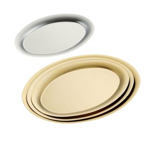 Stainless Steel 201 Korean Style Elliptical Plate Golden,Steamed Fish Plate,Tableware For Restaurant