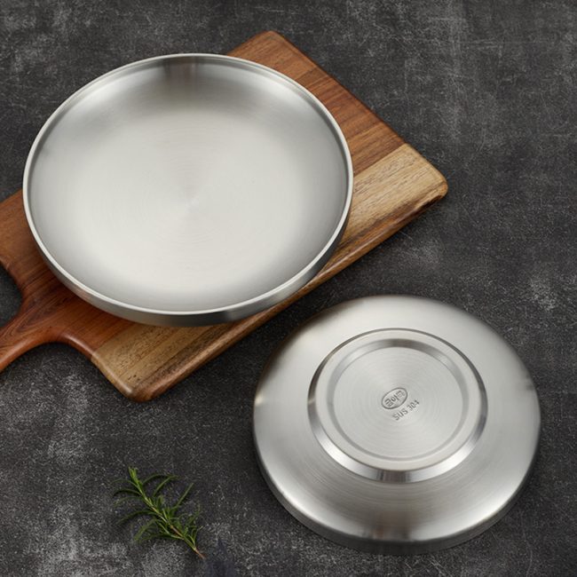 Stainless Steel 304 Double Layer Barbecue Plate Golden,Self Service Plate,Round Dessert Plate,Tableware For Restaurant - 图片 8