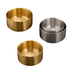 Stainless Steel 304 Double Layer Soup Bowl Golden,Rice Bowl,Sauce Bowl,Tableware For Restaurant