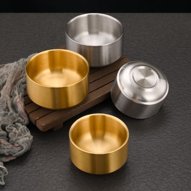 Stainless Steel 304 Double Layer Soup Bowl Golden,Rice Bowl,Sauce Bowl,Tableware For Restaurant - 图片 5