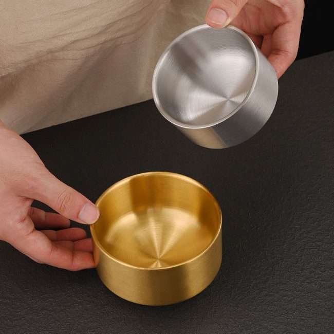 Stainless Steel 304 Double Layer Soup Bowl Golden,Rice Bowl,Sauce Bowl,Tableware For Restaurant - 图片 4