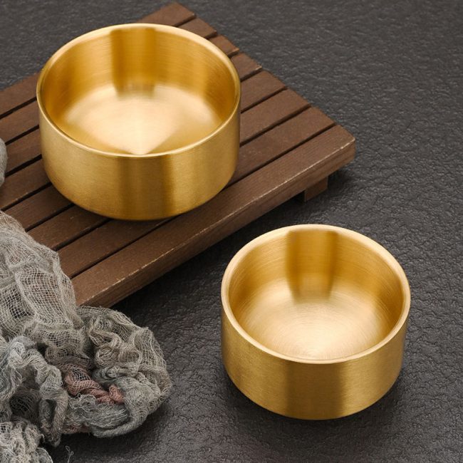 Stainless Steel 304 Double Layer Soup Bowl Golden,Rice Bowl,Sauce Bowl,Tableware For Restaurant - 图片 2