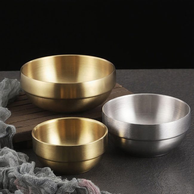 Stainless Steel 304 Double Layer Dining Bowl,Rice Bowl,Tableware For Restaurant - 图片 2