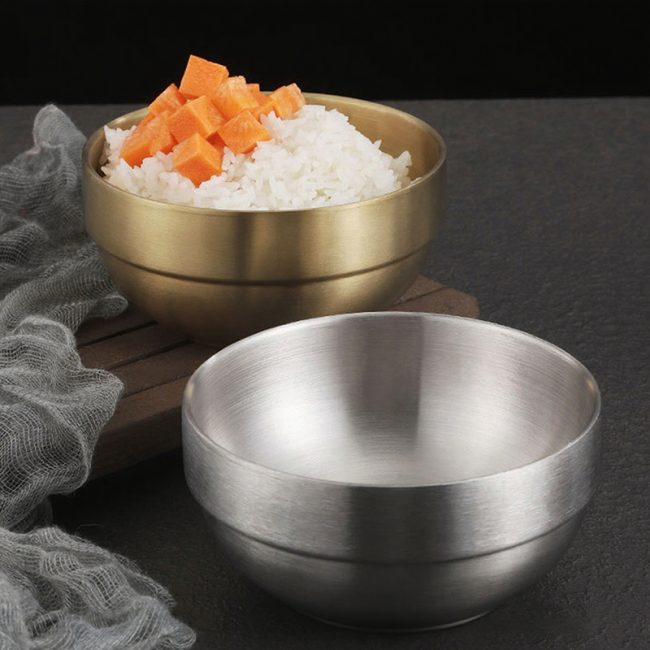 Stainless Steel 304 Double Layer Dining Bowl,Rice Bowl,Tableware For Restaurant - 图片 3