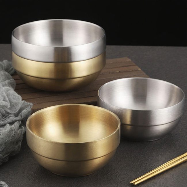 Stainless Steel 304 Double Layer Dining Bowl,Rice Bowl,Tableware For Restaurant - 图片 4