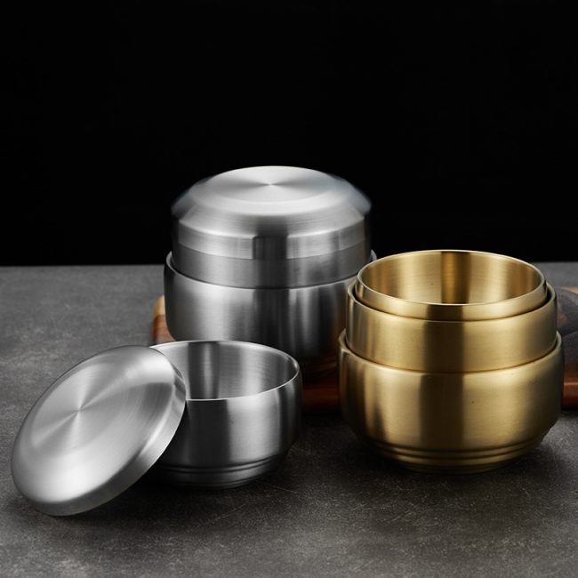 Stainless Steel 304 Double Layer Rice Bowl With Lid,Kimchi Bowl,Soup Bowl,Tableware For Restaurant - 图片 4