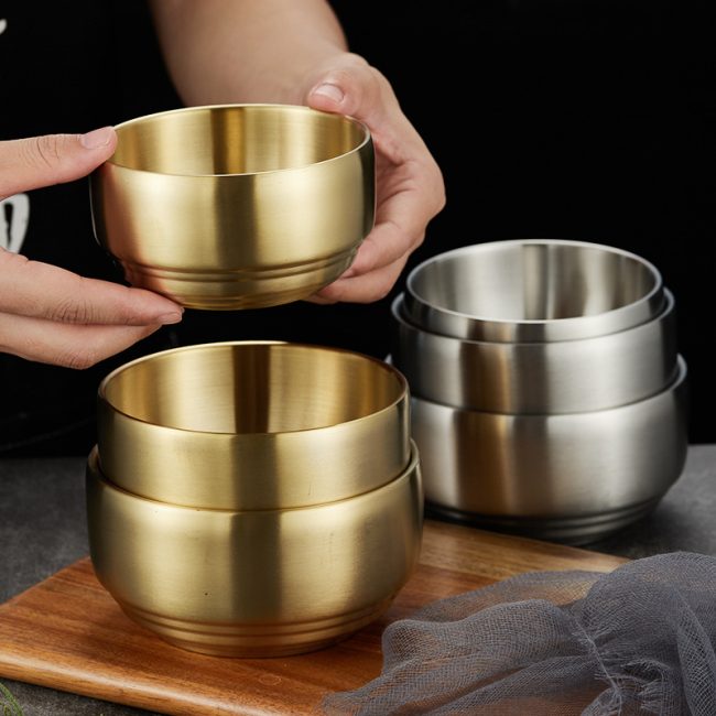 Stainless Steel 304 Double Layer Rice Bowl With Lid,Kimchi Bowl,Soup Bowl,Tableware For Restaurant - 图片 5