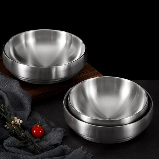 Stainless Steel 201 Double Layer Cold Noodle Bowl Golden,Instant Noodle Bowl,Soup Bowl,Tableware For Restaurant - 图片 7