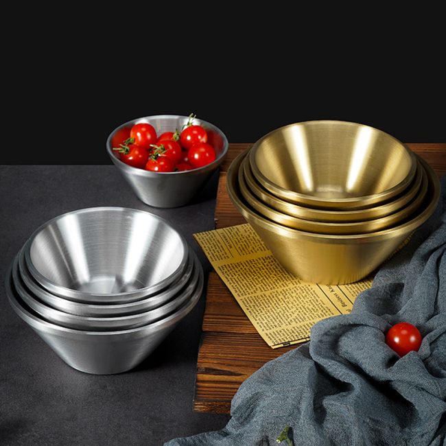 Stainless Steel 304 Double Layer V Shaped Bowl,Lamian Noodle Bowl,Soup Bowl,Tableware For Restaurant - 图片 2