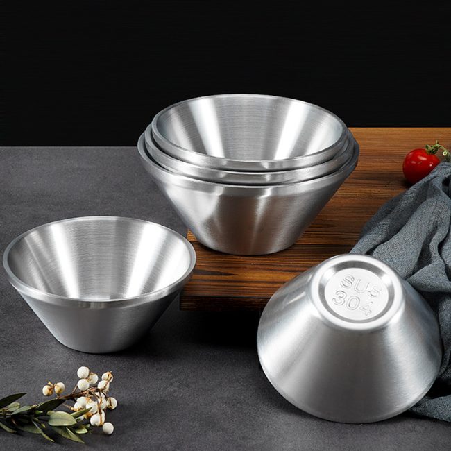 Stainless Steel 304 Double Layer V Shaped Bowl,Lamian Noodle Bowl,Soup Bowl,Tableware For Restaurant - 图片 3