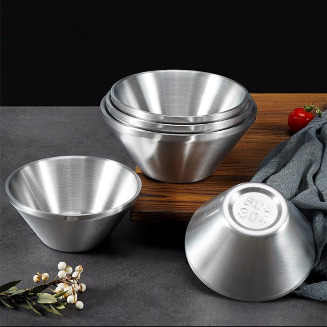Stainless Steel 304 Double Layer V Shaped Bowl,Lamian Noodle Bowl,Soup Bowl,Tableware For Restaurant - 图片 7