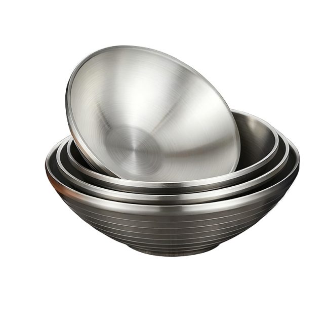 Stainless Steel 304 Double Layer Trumpet Bowl,Korean Style Noodle Bowl,Soup Bowl,Tableware For Restaurant