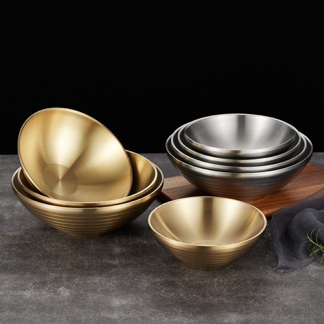 Stainless Steel 304 Double Layer Trumpet Bowl,Korean Style Noodle Bowl,Soup Bowl,Tableware For Restaurant - 图片 2