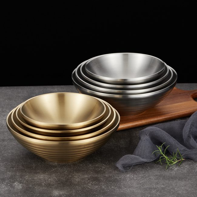 Stainless Steel 304 Double Layer Trumpet Bowl,Korean Style Noodle Bowl,Soup Bowl,Tableware For Restaurant - 图片 3