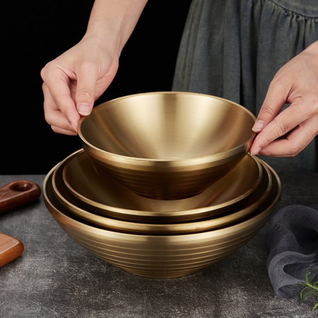 Stainless Steel 304 Double Layer Trumpet Bowl,Korean Style Noodle Bowl,Soup Bowl,Tableware For Restaurant - 图片 6