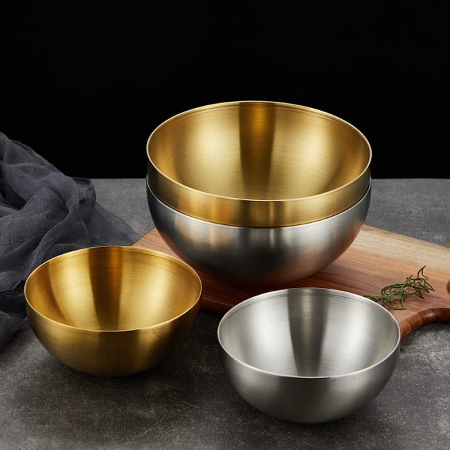 Stainless Steel 201 Single Layer Fruit Salad Bowl,Cold Noodle Bowl,Rice Mixing Bowl,Tableware For Restaurant - 图片 2
