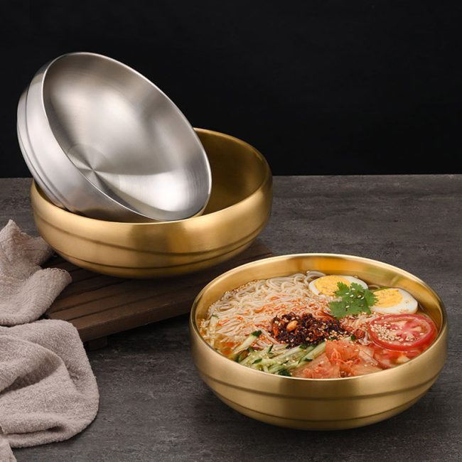 Stainless Steel 201 Double Layer Corrugated Bowl,Cold Noodle Bowl,Soup Bowl,Tableware For Restaurant - 图片 2