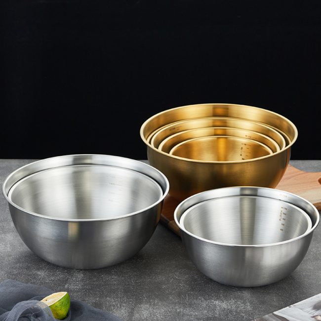 Stainless Steel 201 Salad Basin With Scale,Salad Bowl,Soup Basin,Cooking Basin,Mixing Bowl,Tableware For Restaurant - 图片 7