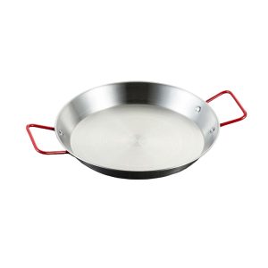 Stainless Steel Double Ear Seafood Plate Red Handle,Fried Chicken Plate,Flat Bottomed Dry Pan,Wholesale Tableware For Restaurant