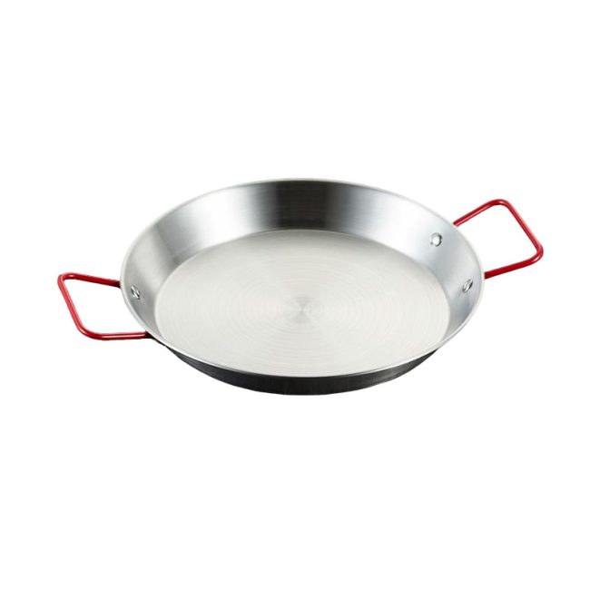 Stainless Steel Double Ear Seafood Plate Red Handle,Fried Chicken Plate,Flat Bottomed Dry Pan,Wholesale Tableware For Restaurant