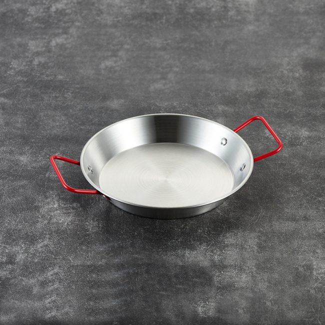 Stainless Steel Double Ear Seafood Plate Red Handle,Fried Chicken Plate,Flat Bottomed Dry Pan,Wholesale Tableware For Restaurant - 图片 3