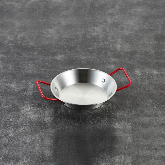 Stainless Steel Double Ear Seafood Plate Red Handle,Fried Chicken Plate,Flat Bottomed Dry Pan,Wholesale Tableware For Restaurant - 图片 2