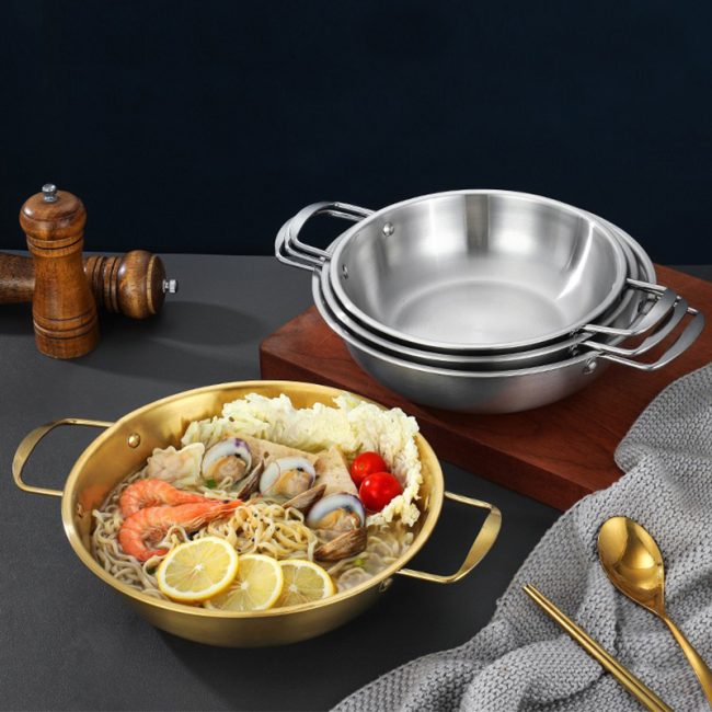 Stainless Steel Double Ear Seafood Pot,Instant Noodle Pot,Hot Pot,Soup Pot,Tableware For Restaurant - 图片 2