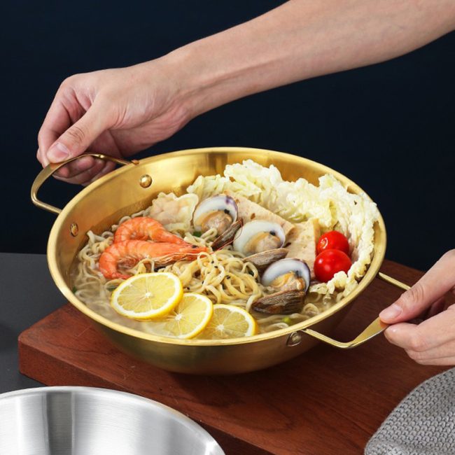 Stainless Steel Double Ear Seafood Pot,Instant Noodle Pot,Hot Pot,Soup Pot,Tableware For Restaurant - 图片 4