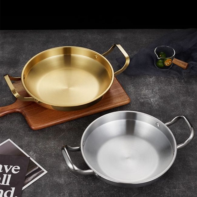 Stainless Steel Double Ear Dry Pot,Instant Noodle Pot,Hot Pot,Soup Pot,Fried Chicken Plate,Tableware For Restaurant - 图片 2