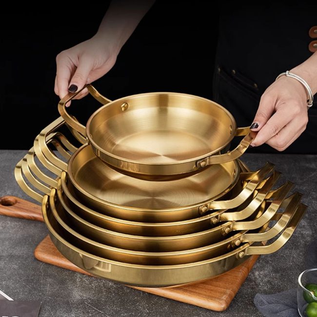 Stainless Steel Double Ear Dry Pot,Instant Noodle Pot,Hot Pot,Soup Pot,Fried Chicken Plate,Tableware For Restaurant - 图片 3