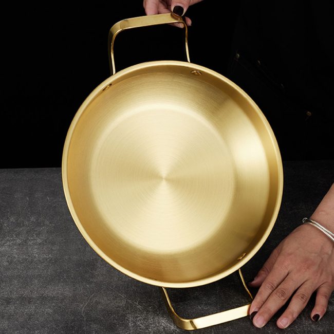Stainless Steel Double Ear Dry Pot,Instant Noodle Pot,Hot Pot,Soup Pot,Fried Chicken Plate,Tableware For Restaurant - 图片 4