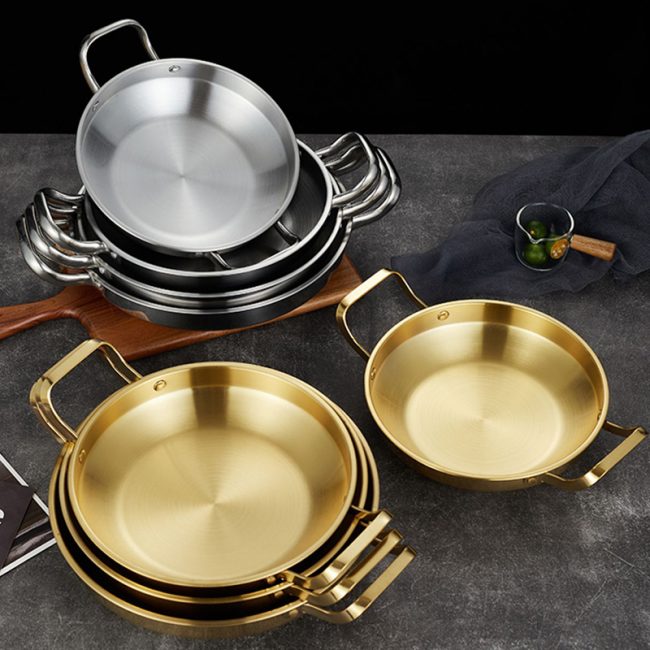 Stainless Steel Double Ear Dry Pot,Instant Noodle Pot,Hot Pot,Soup Pot,Fried Chicken Plate,Tableware For Restaurant - 图片 8
