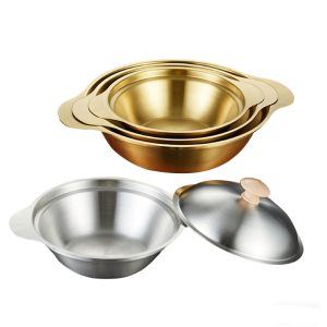 Stainless Steel Double Ear Dry Pot With Lid,Dry Pot Basin,Single Person Hot Pot,Soup Pot,Tableware For Restaurant