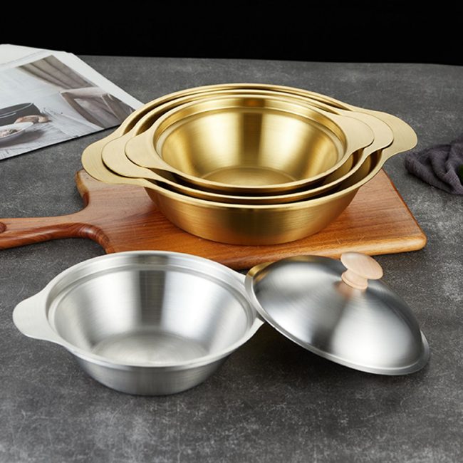 Stainless Steel Double Ear Dry Pot With Lid,Dry Pot Basin,Single Person Hot Pot,Soup Pot,Tableware For Restaurant - 图片 3