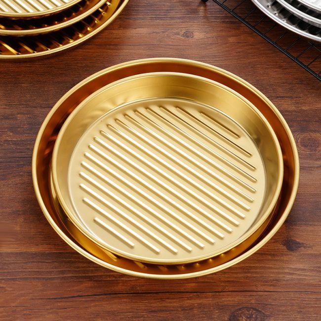 Stainless Steel 201 Korean Striped Plate, Barbecue Plate,Snack Plate,Steak Plate,Tableware For Restaurant - 图片 3