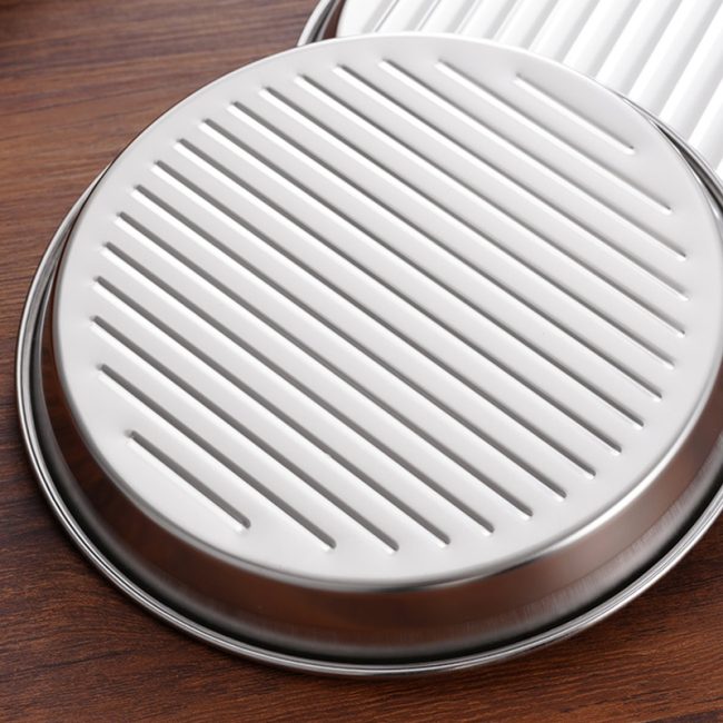 Stainless Steel 201 Korean Striped Plate, Barbecue Plate,Snack Plate,Steak Plate,Tableware For Restaurant - 图片 6