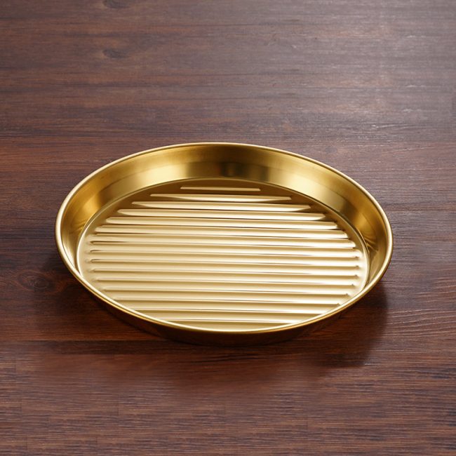 Stainless Steel 201 Korean Striped Plate, Barbecue Plate,Snack Plate,Steak Plate,Tableware For Restaurant - 图片 4