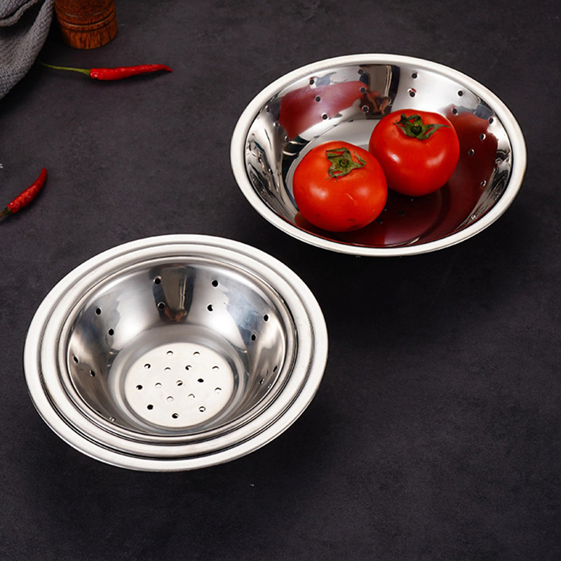 Thickness 0.8mm Stainless Steel 201 Non Magnetic Nest Basin,Kitchen Side Dish Bowl,Colander,Vegetable Washing Basin For Restautant - Image 4
