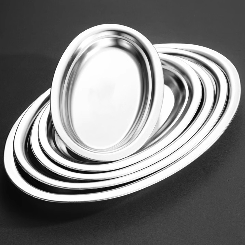 Stainless Steel 304 Precision Egg Shaped Plate,Steamed Fish Plate,Oval Shaped Plate,Grill Pan For Restautant - Image 2